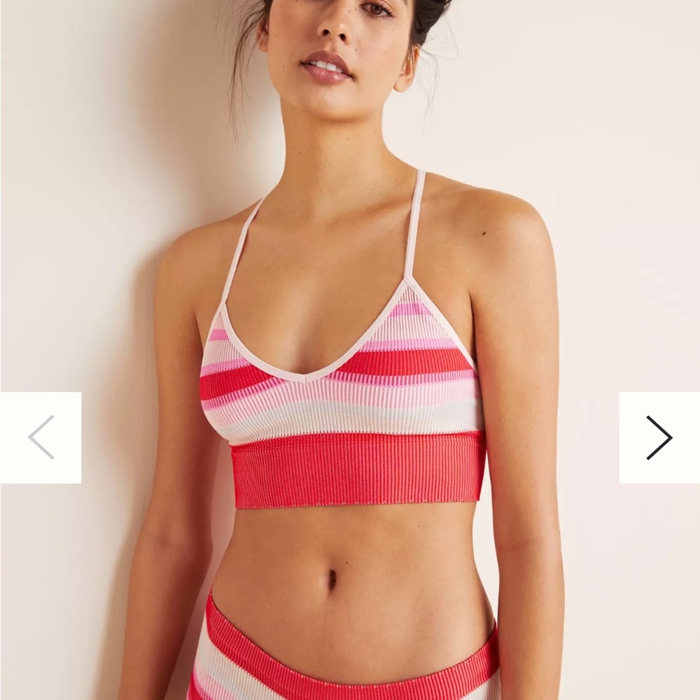 Anthropologie Dannie Striped Seamless Ribbed Knit Racerback Sports Bra Cropped